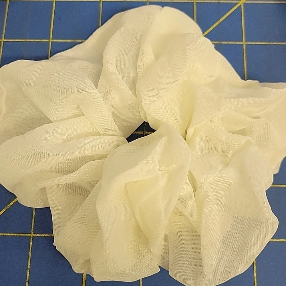 Bundle of 5 Oversized Chiffon Fabric Cream Hair Scrunchie
